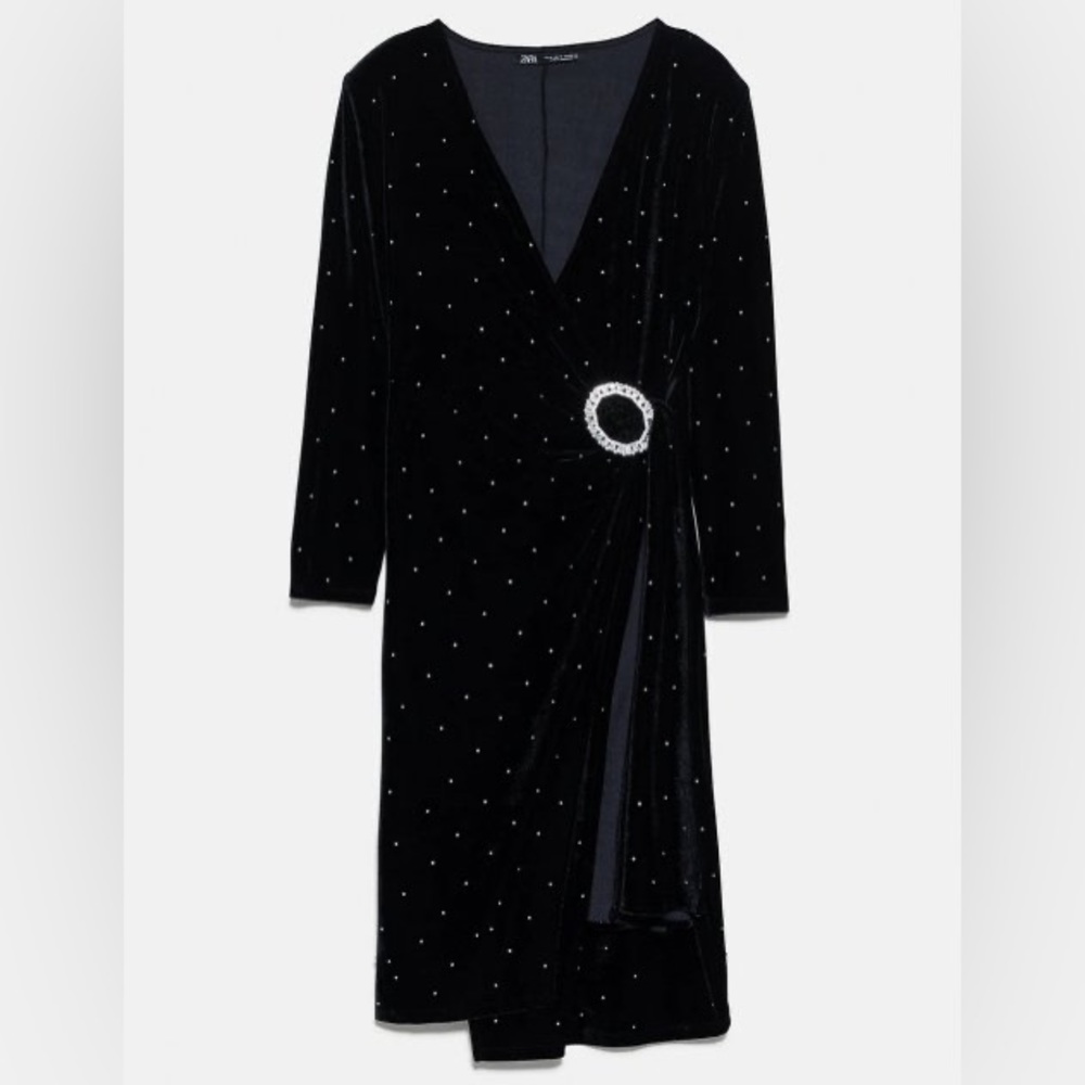 Zara NWOT Black Sparkly Velvet Dress